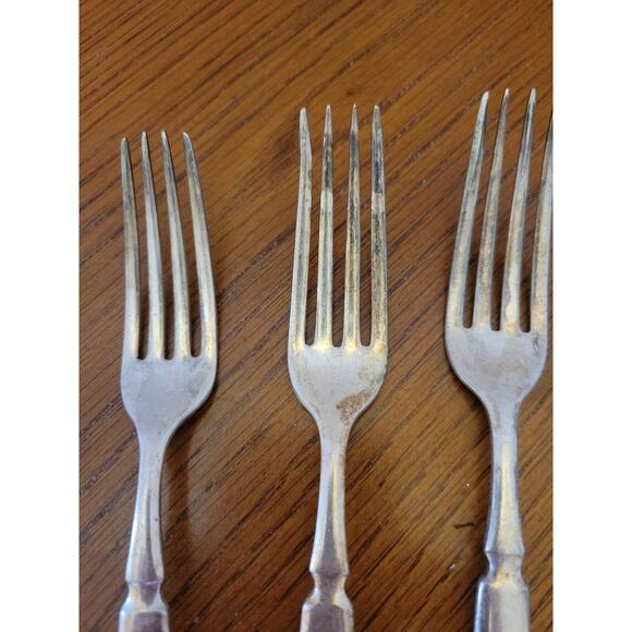Lot of 3 Vintage Antique 1857 A S CO. # 16 Silvertone Flatware Dinner Forks - Picture 2 of 6